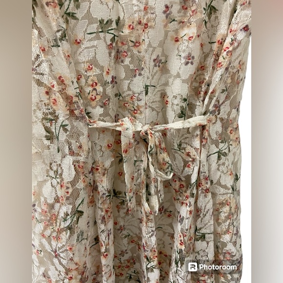 Vintage Nostalgia 90’s Floral Lace Sundress with Ribbon Waist Tie - Picture 3 of 3